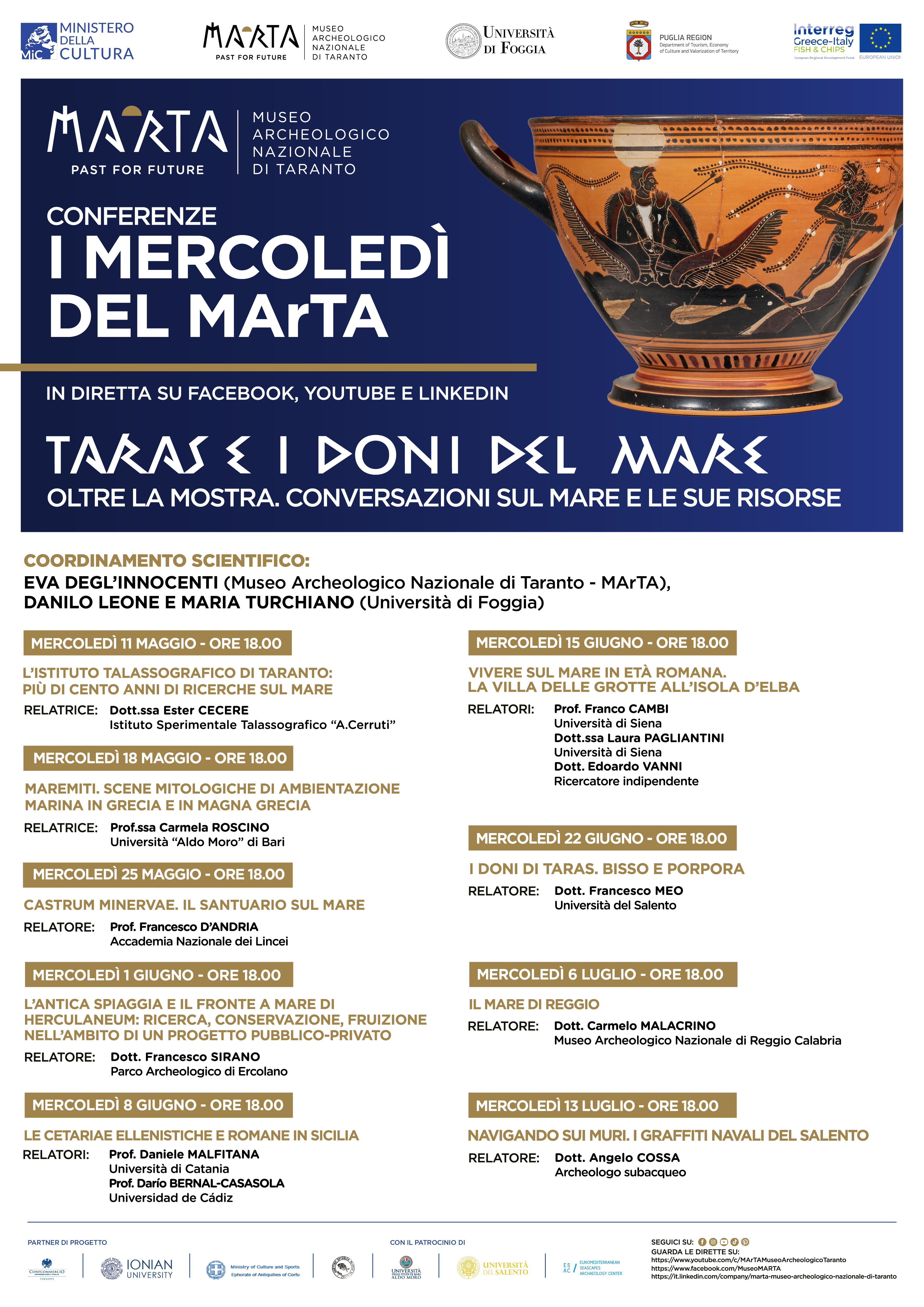 “MareMiti. Scene mitologiche di ambientazione marina in Grecia e in Magna Grecia” Dal Museo Archeologico Nazionale di Taranto in diretta  Conferenza on-line mercoledì 18 maggio alle ore 18.00